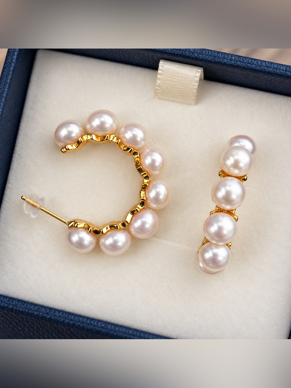 Gablily Premier Freshwater Pearl Hoop Earrings Gold Tone 6–6.5mm